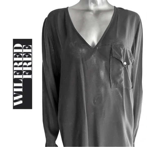 🛍️3/$40 Wilfred Free  Dress Mini Shirt Dress Black Aritzia Dress Size Small - Picture 6 of 9